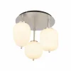 Store Globo Plafonnier Blacky I, nickel/opal, Ø 46 cm, 3 lampes, verre