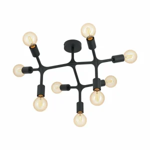 Shop EGLO Plafonnier Bocadella 1 en noir, à 9 lampes