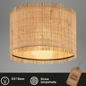Cheap Briloner Plafonnier Borra, naturel, Ø 40 cm, paille, E27
