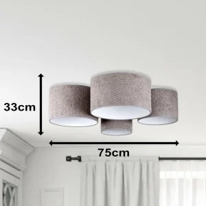 Shop Euluna Plafonnier Boucle avec quatre abat-jour, gris