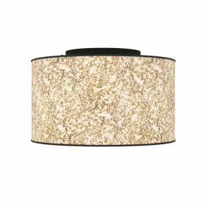 Outlet EGLO Plafonnier Butterburn, Ø 38 cm, beige/vert, tissu