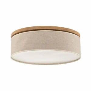 Discount BRITOP Plafonnier Canvas, beige, bois de chêne, Ø 48 cm, E27