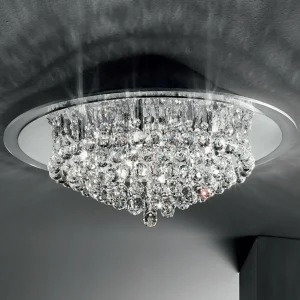 Fashion ORION Plafonnier CAROL en chrome avec pampilles en crist