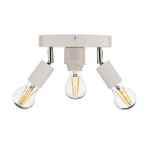 Outlet HELAM Plafonnier Centro, blanc, à 3 lampes, métal, Ø 19,5 cm
