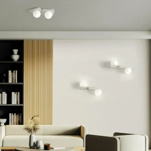 Shop TECNICO by Sforzin Plafonnier Cicladi à 2 lampes, 44,5 cm, blanc, plâtre, GX53