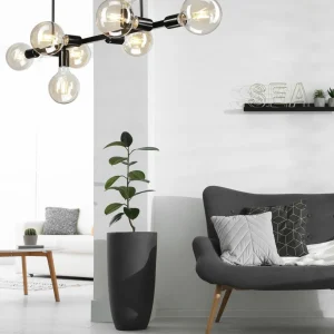 Store Lamkur Plafonnier Eliza, à huit lampes, noir