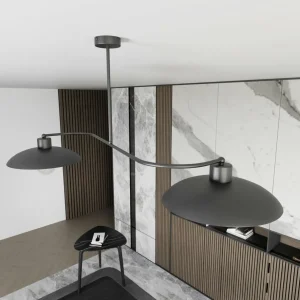 Clearance EMIBIG LIGHTING Plafonnier Foster, à 2 lampes, 100 cm, noir, métal