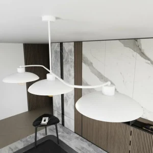Shop EMIBIG LIGHTING Plafonnier Foster, 3 lampes, 113 cm, blanc, métal, E27