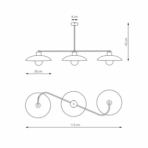 Best Sale EMIBIG LIGHTING Plafonnier Foster, 3 lampes, 113 cm, noir, métal