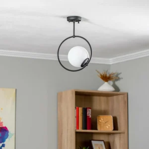 Clearance Opviq Plafonnier GMN-000013 noir Abat-jour en verre à 1 lampe