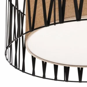 Hot TK Lighting Plafonnier Harmony, noir, Jute Natur, Ø 50 cm