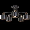 Clearance Domiluce Plafonnier Helix, noir, à cinq lampes