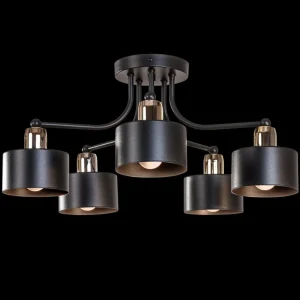Clearance Domiluce Plafonnier Helix, noir, à cinq lampes