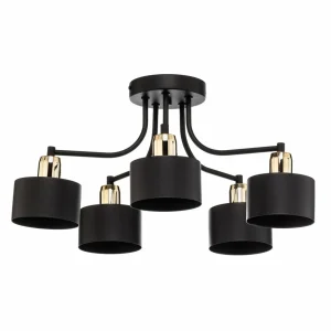 Clearance Domiluce Plafonnier Helix, noir, à cinq lampes