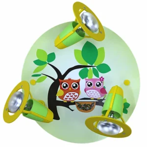 Cheap Elobra Plafonnier Hibou, vert, jaune