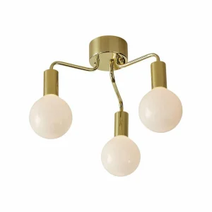 Discount Markslöjd Plafonnier History, à 3 lampes, couleur laiton, verre