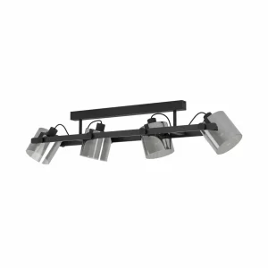 Best EGLO Plafonnier Hornwood 2, longueur 111 cm, noir, à 4 lampes