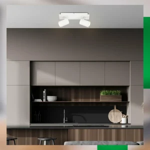 Discount Briloner Plafonnier Isil A, blanc, à 2 lampes, métal, orientable