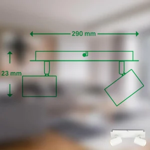Discount Briloner Plafonnier Isil A, blanc, à 2 lampes, métal, orientable