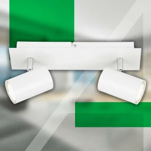 Discount Briloner Plafonnier Isil A, blanc, à 2 lampes, métal, orientable