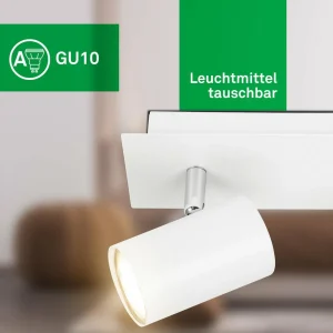 Discount Briloner Plafonnier Isil A, blanc, à 2 lampes, métal, orientable