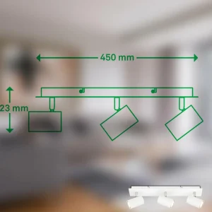 Clearance Briloner Plafonnier Isil A, blanc, 3 lampes, métal, orientable