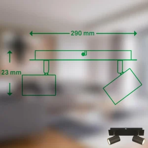 Cheap Briloner Plafonnier Isil A, noir, à 2 lampes, métal, orientable