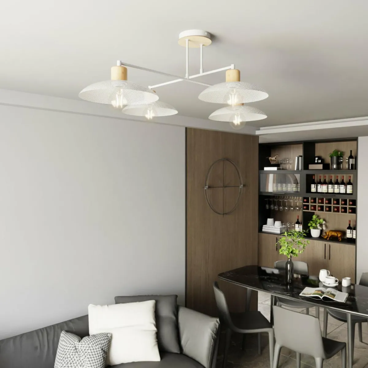 plafonnier_kobe___lampes_acier_bois_blanc_0.webp Fashion EMIBIG LIGHTING Plafonnier Kobe à 4 lampes, acier, bois, blanc