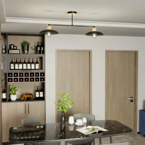 Cheap EMIBIG LIGHTING Plafonnier Kobe, à 2 lampes, acier, bois, noir
