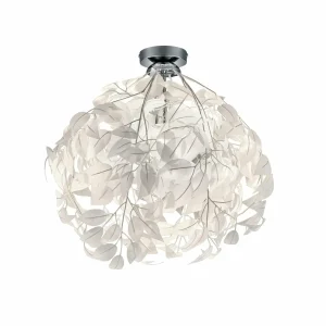 Best Reality Leuchten Plafonnier Leavy, Ø 38 cm, chromé/blanc, plastique