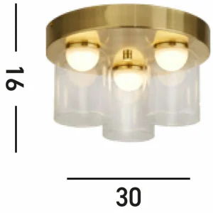Best Sale Searchlight Plafonnier LED Highball, couleur laiton, IP44, verre