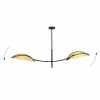 Outlet EMIBIG LIGHTING Plafonnier Lotus, noir/aspect rotin, à 2 lampes