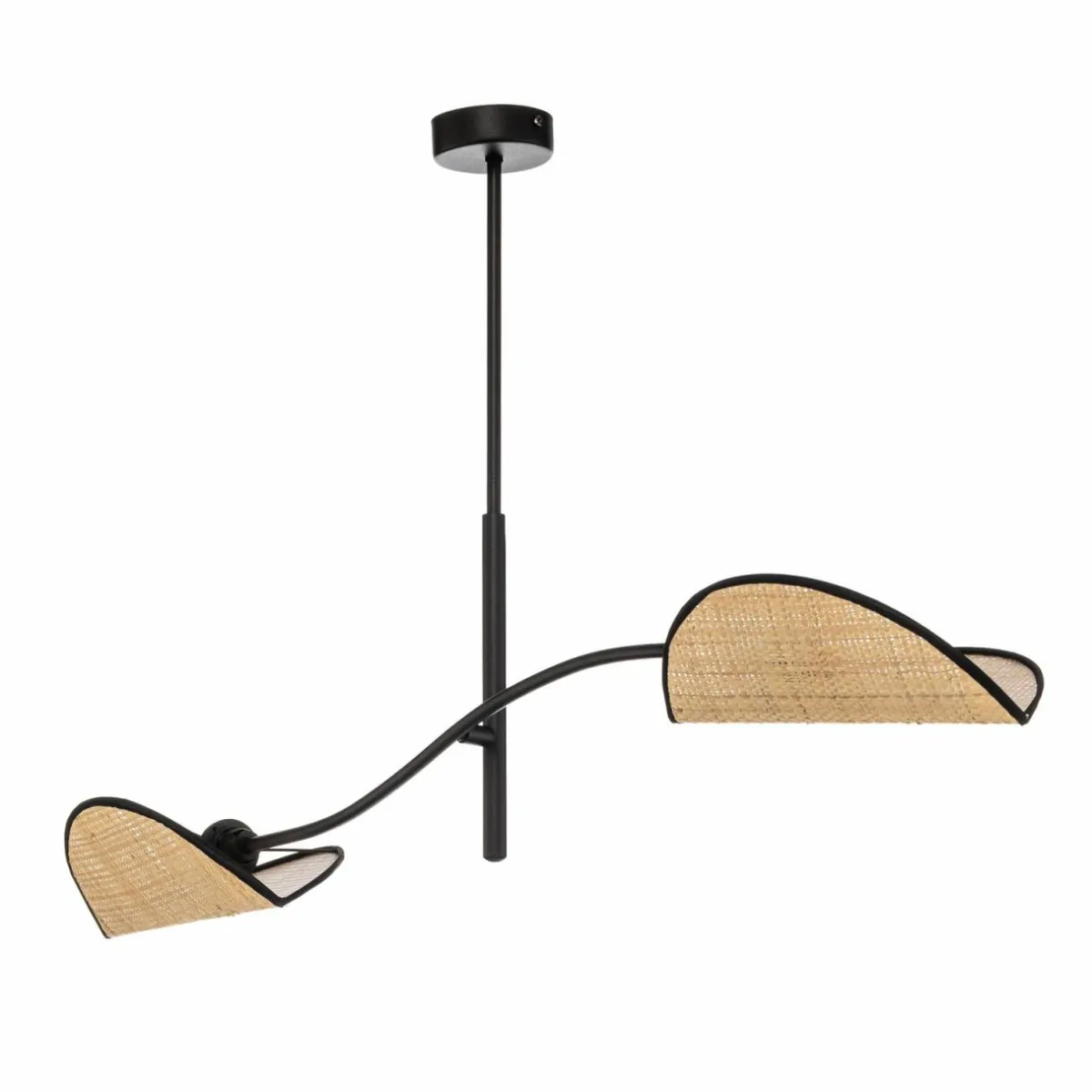 plafonnier_lotus_noiraspect_rotin___lampes_1.webp Outlet EMIBIG LIGHTING Plafonnier Lotus, noir/aspect rotin, à 2 lampes