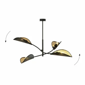 Online EMIBIG LIGHTING Plafonnier Lotus, noir/doré, à 4 lampes