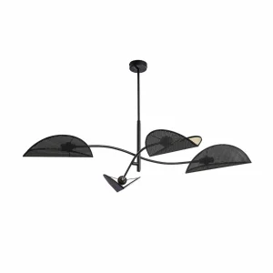 Online EMIBIG LIGHTING Plafonnier Lotus, noir/doré, à 4 lampes