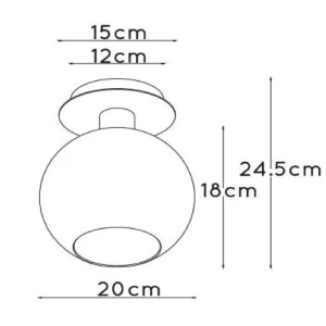 Clearance Lucide Plafonnier Marius, abat-jour verre, noir, 1 lampe