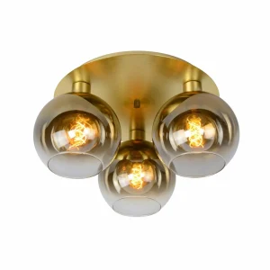 Cheap Lucide Plafonnier Marius, doré, Ø 50 cm, verre, à 3 lampes