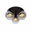 New Lucide Plafonnier Marius, noir, Ø 50 cm, verre, à 3 lampes