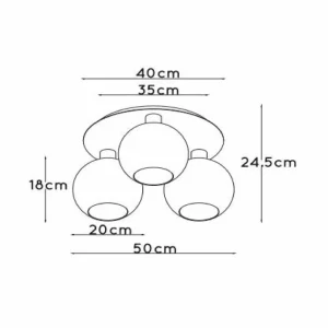 New Lucide Plafonnier Marius, noir, Ø 50 cm, verre, à 3 lampes