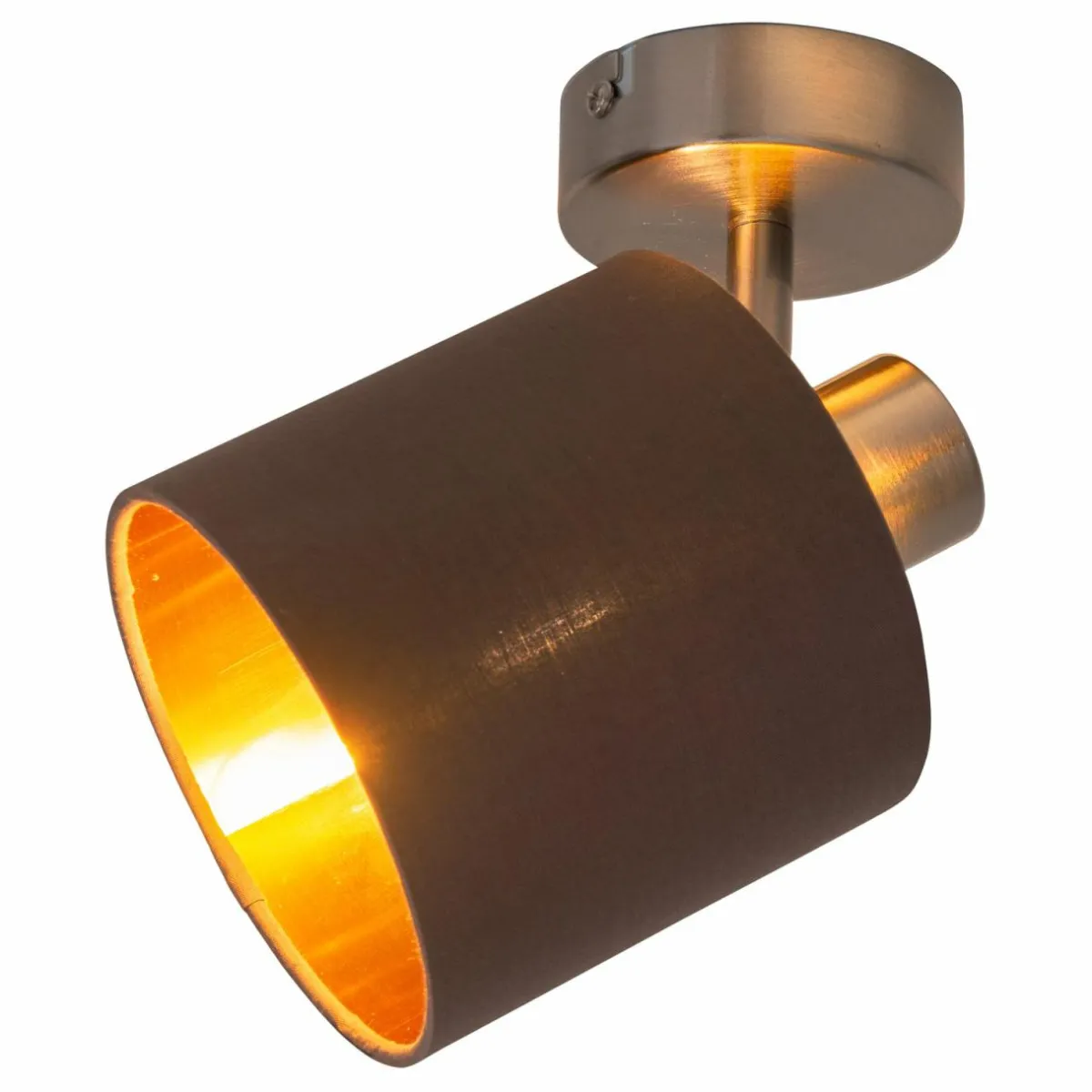 plafonnier_maron__une_lampe_tissu_brundor_0.webp Best Näve Plafonnier Maron à une lampe tissu, brun/doré