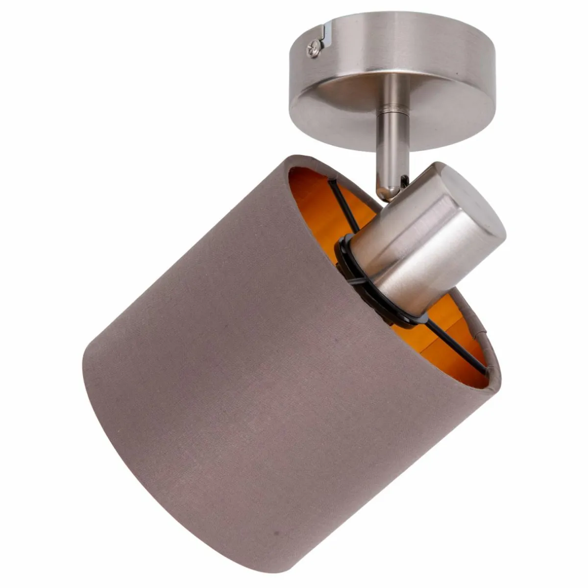 plafonnier_maron__une_lampe_tissu_brundor_1.webp Best Näve Plafonnier Maron à une lampe tissu, brun/doré