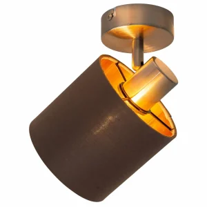 Best Näve Plafonnier Maron à une lampe tissu, brun/doré