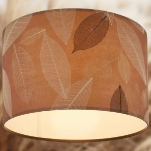 Store Briloner Plafonnier Mata, brun, Ø 35 cm, tissu, E27
