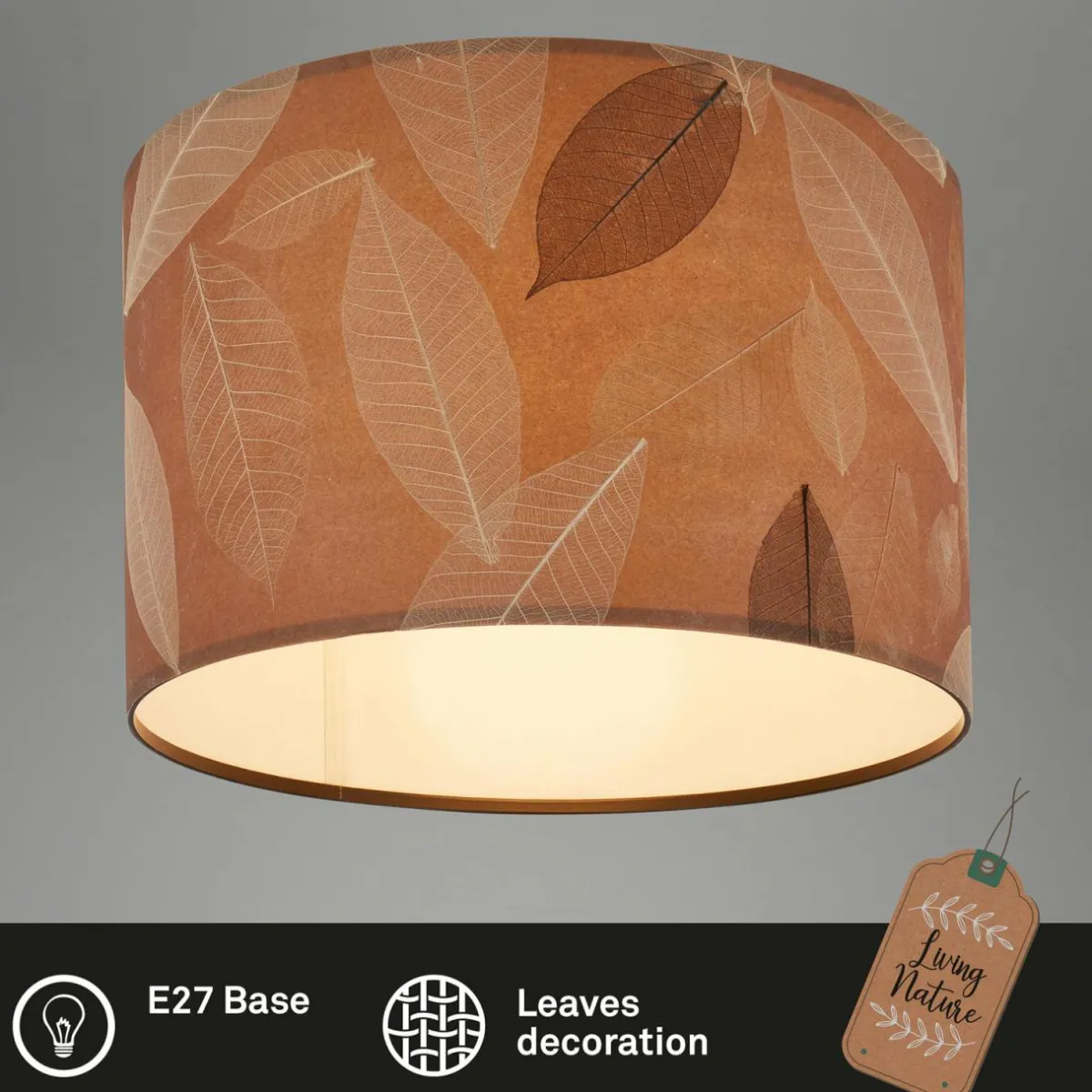 plafonnier_mata_brun___cm_tissu_e_3.webp Store Briloner Plafonnier Mata, brun, Ø 35 cm, tissu, E27