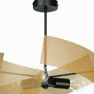 Store Euluna Plafonnier Moira, doré/noir, Ø 47 cm, à 3 lampes