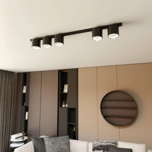 Store EMIBIG LIGHTING Plafonnier Nano, noir, à 5 lampes, métal