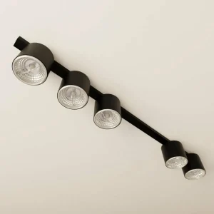Store EMIBIG LIGHTING Plafonnier Nano, noir, à 5 lampes, métal
