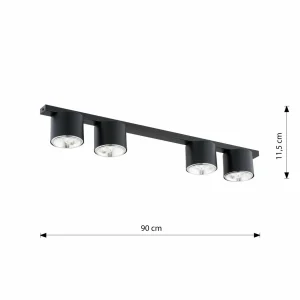 Best EMIBIG LIGHTING Plafonnier Nano, noir, à 4 lampes, métal