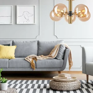 Best Sale Lamkur Lighting Plafonnier Natalia, à 5 lampes, verre, or