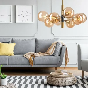Cheap Lamkur Lighting Plafonnier Natalia, à 8 lampes, verre, or